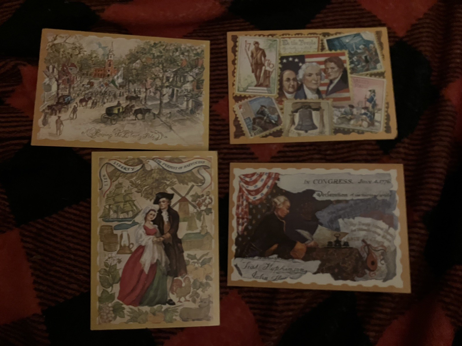 Famous Artists Studios Inc, set of 4 vintage collectible postcards. USA history Famous Artists Studios Inc, set of 4 vintage collectible postcards. USA history