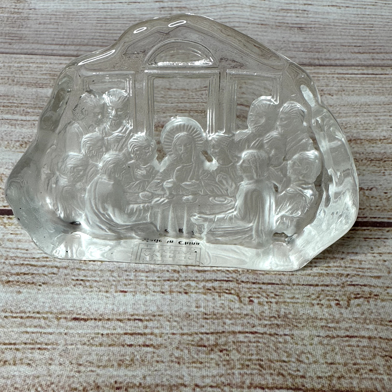 Fifth Avenue Crystal Jesus Christ The Last Supper Frosted Glass Paperweight