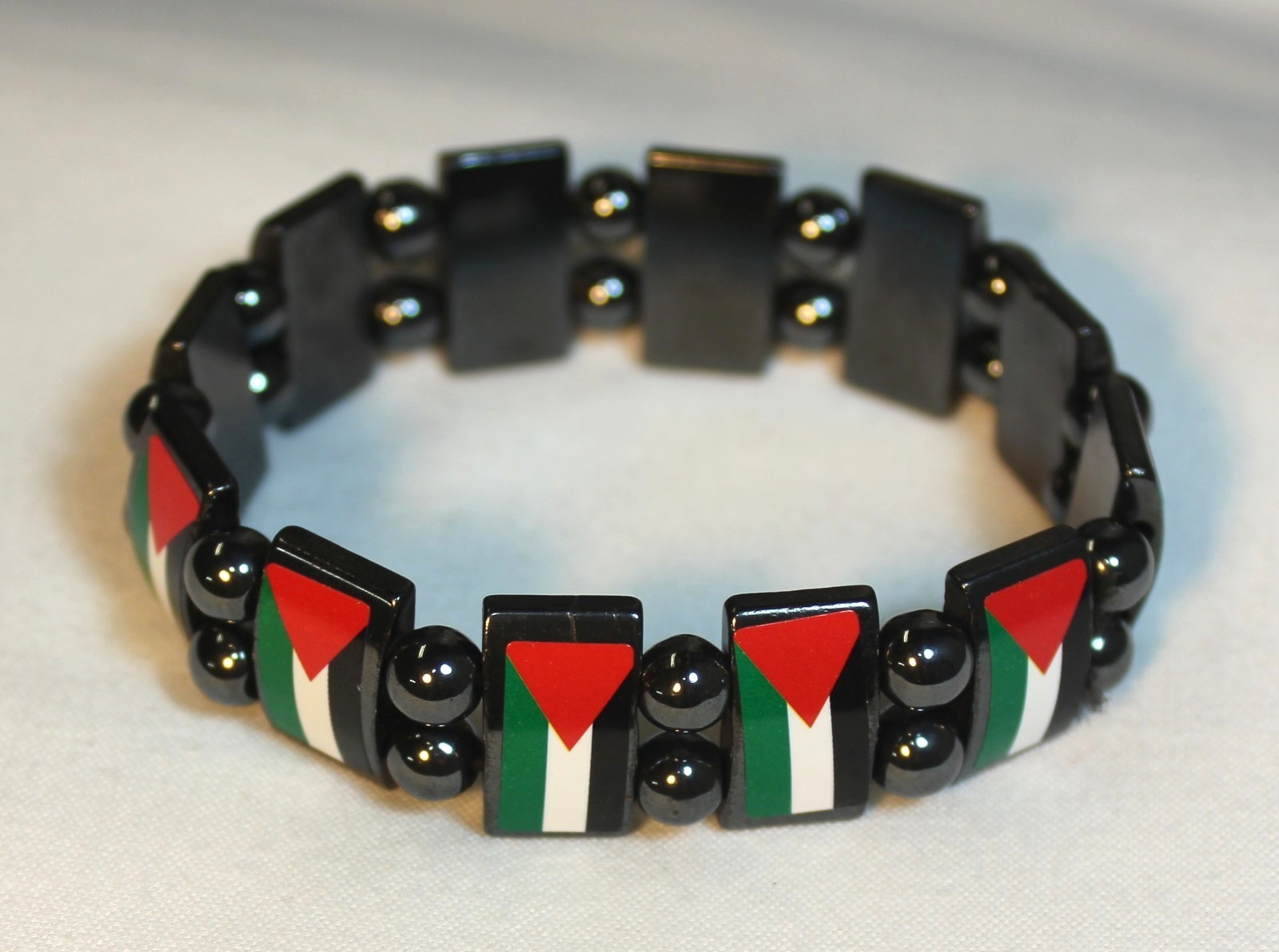 New Palestinian Bracelet - Stretchable Metal Chrome Palestine Flags Wristband 