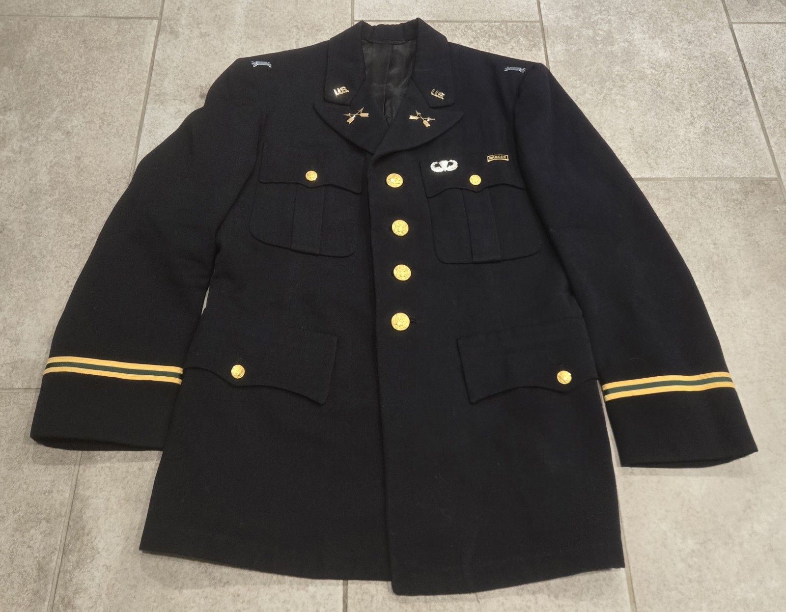 Vtg US Army Dress Blue Officer Jacket Infantry Ranger Airborne Stuart Shaines