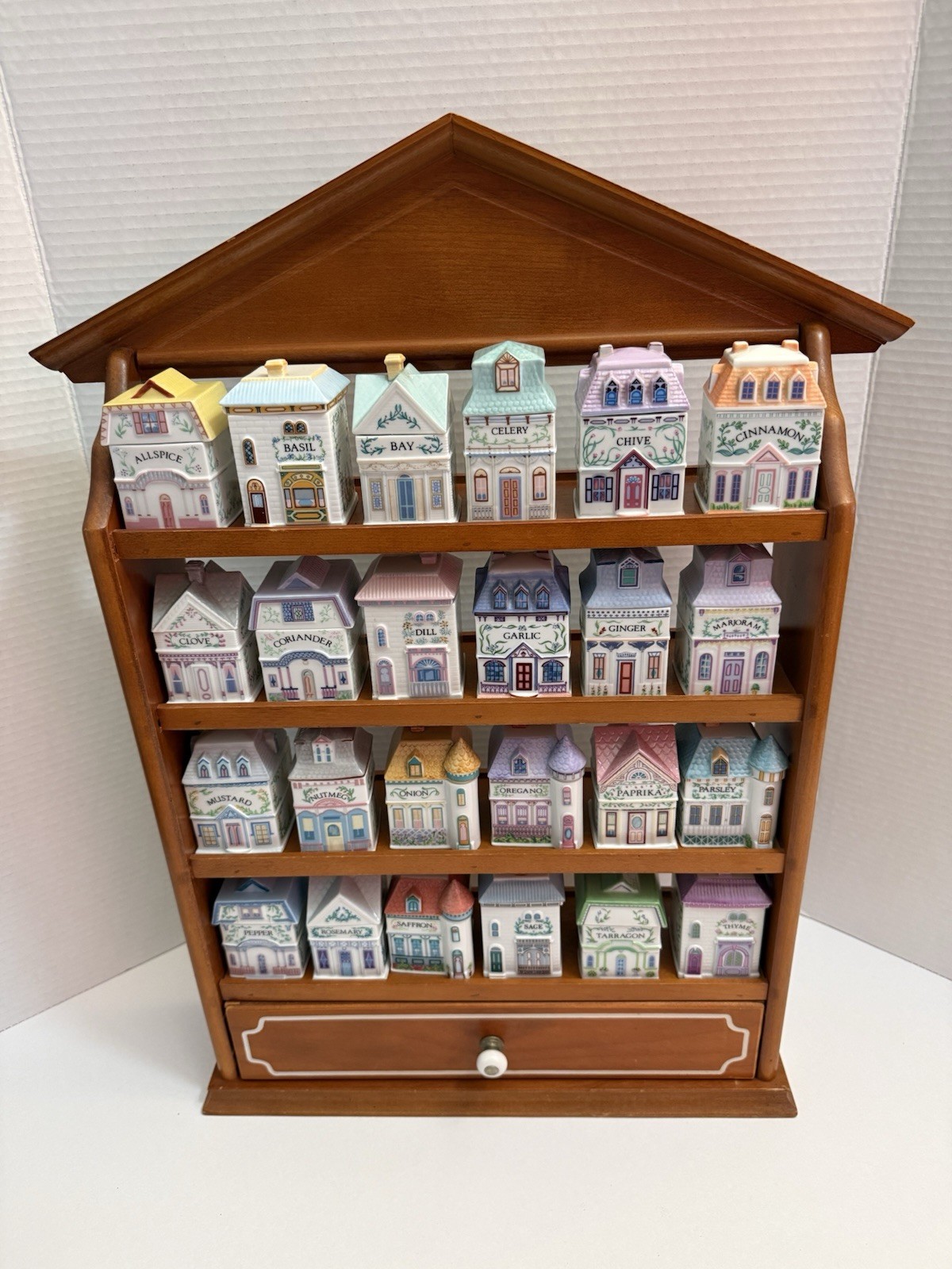 LENOX SPICE VILLAGE VINTAGE - Complete 24 Set with Display Rack