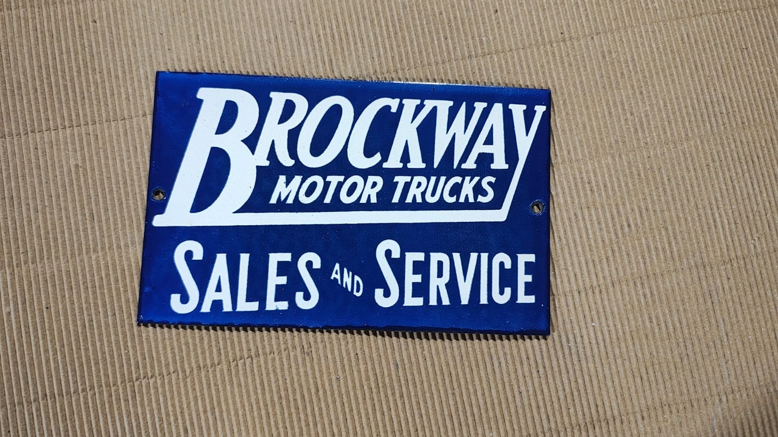 Porcelain Brockway Motor trucks Enamel Sign Size 8\