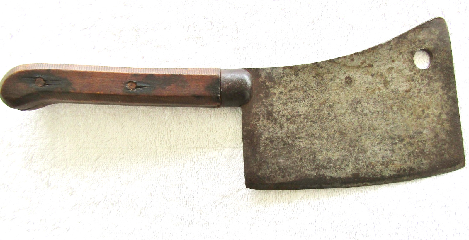 Vintage Foster Bros Meat Cleaver Solid Steel Wood Handle marked with Arrow