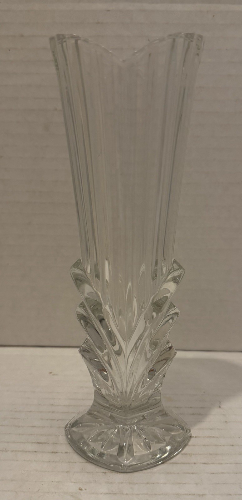 Studio Nova Belmont Crystal Bud Vase w/Heart-Shaped Top, Ribbed and Petal Detail