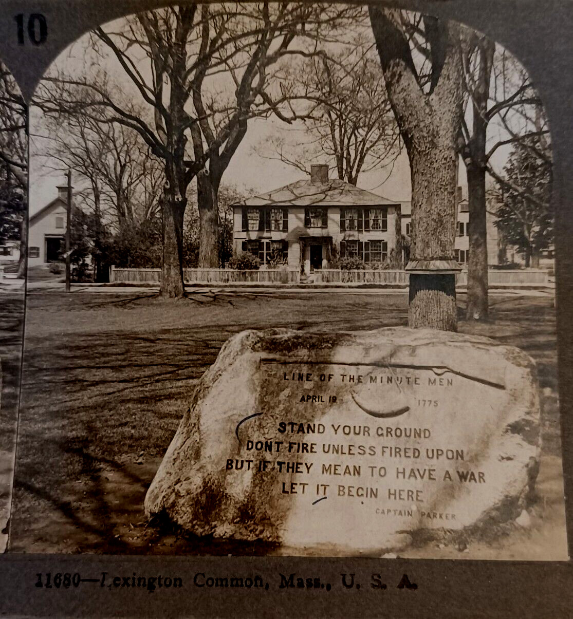 Revolutionary War Monument Lexington Common Massachusetts Keystone Stereoview
