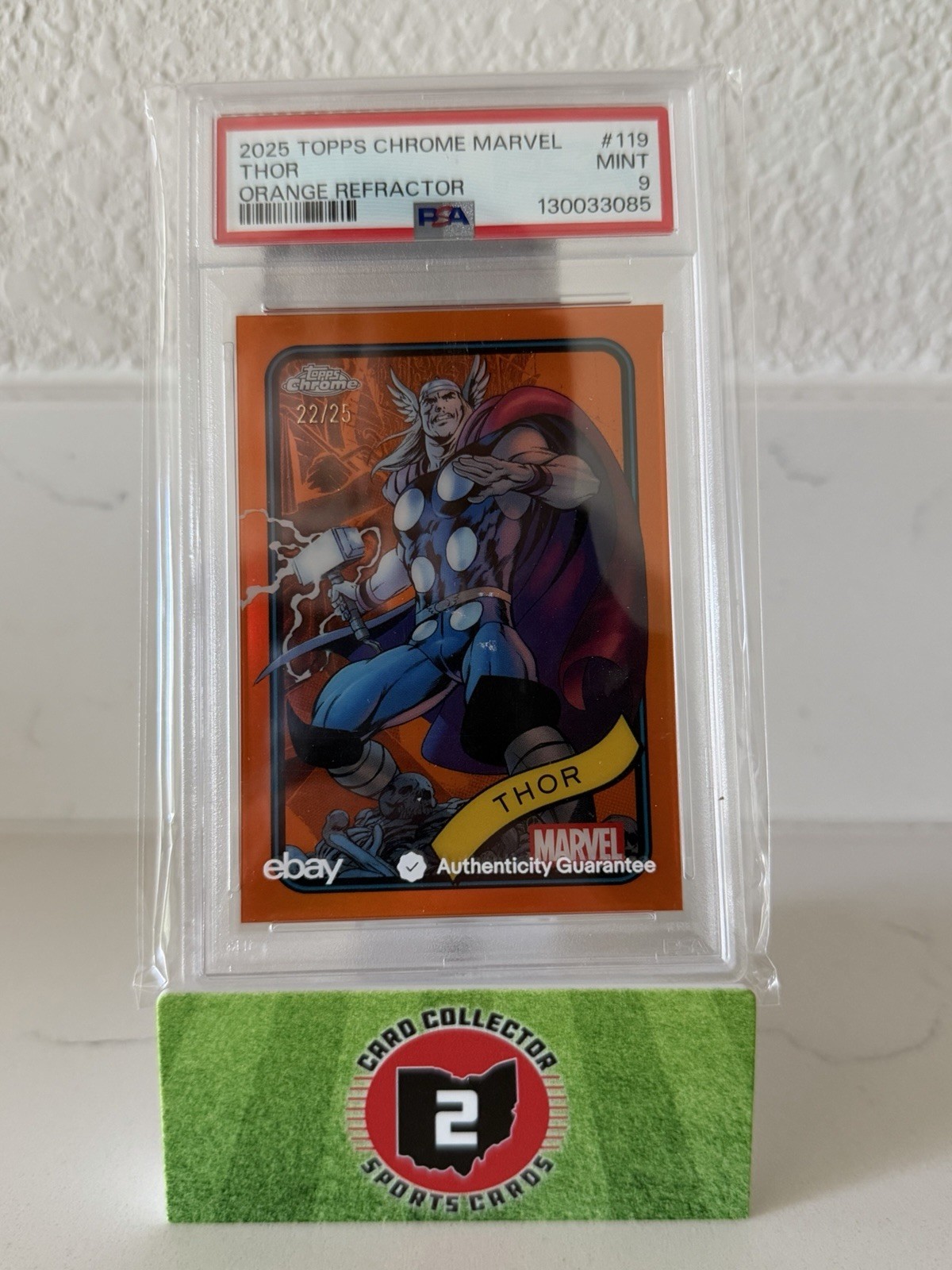 2025 Topps Chrome Marvel Thor Orange Refractor /25 PSA 9