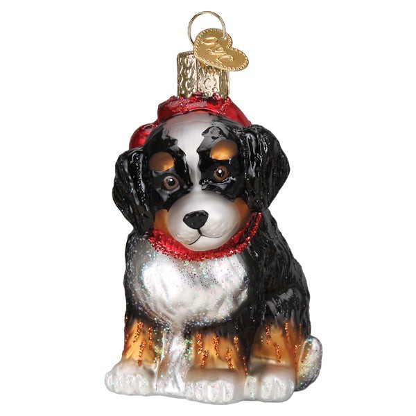 Old World Christmas BERNEDOODLE PUPPY (12670) Glass Ornament w/ OWC Box