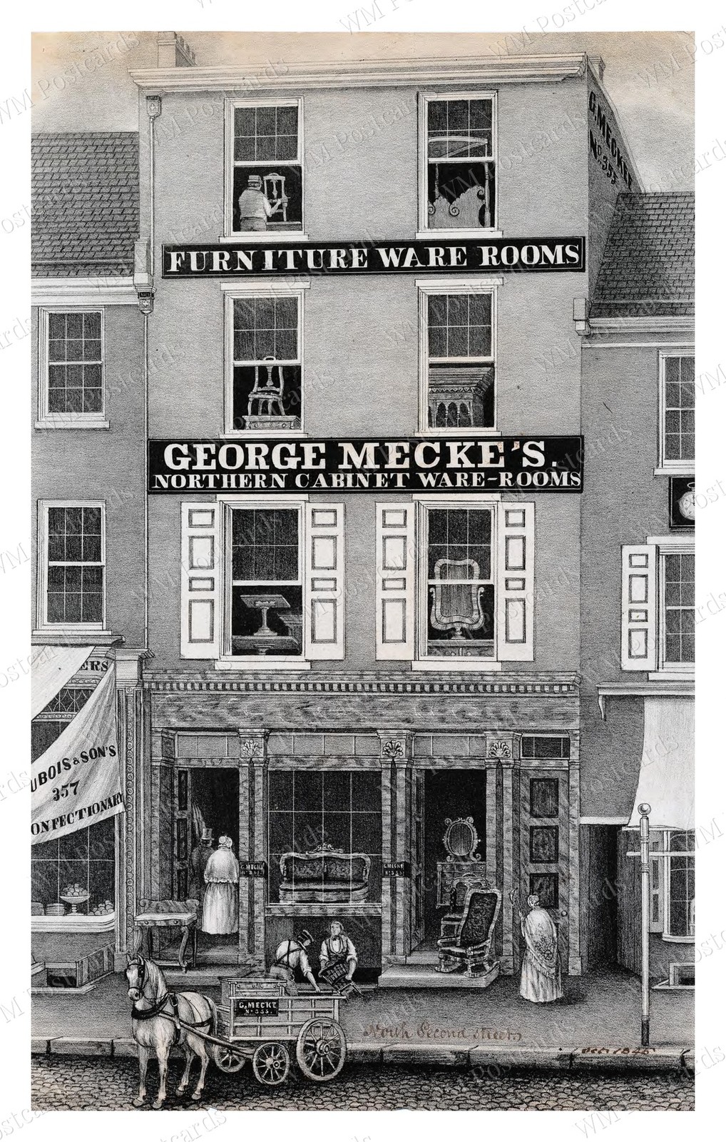 Philadelphia 1846 George Mecke Furniture Storefront Standard Postcard