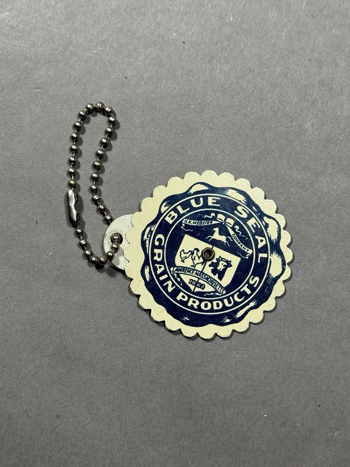Vintage Blue Seal Feed Advertising 21 Year Rotating Perpetual Calendar Keychain