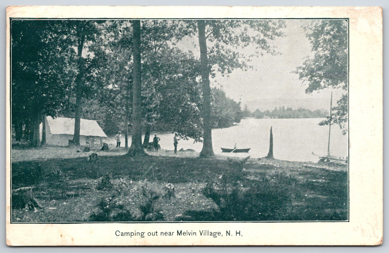 Melvin Village Tuftonboro New Hampshire~Tent Camping Out on Lake~1906 B&W