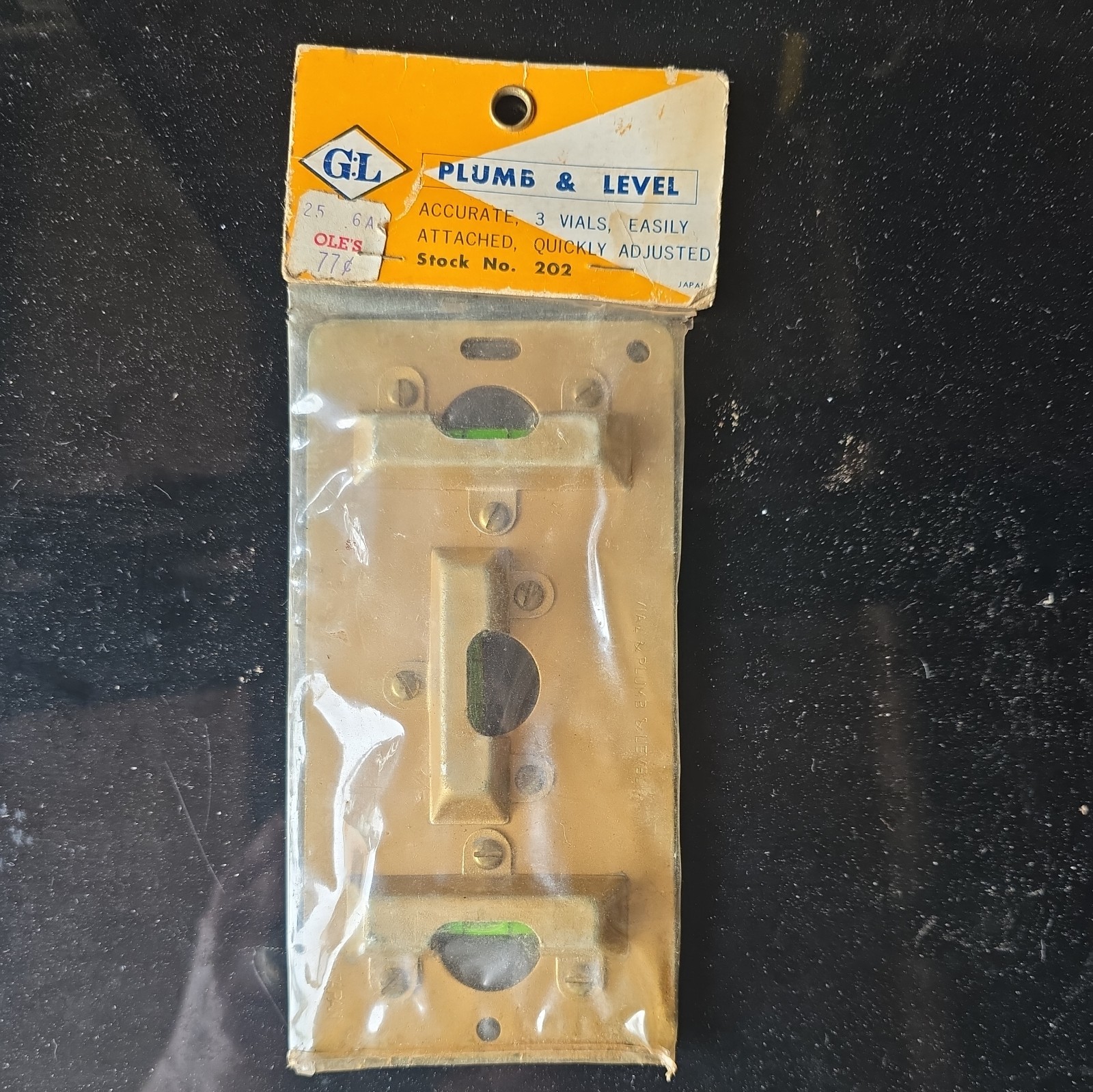 Vintage General Solid Brass 3-Way Plumb and Level New Old Stock Made in USA