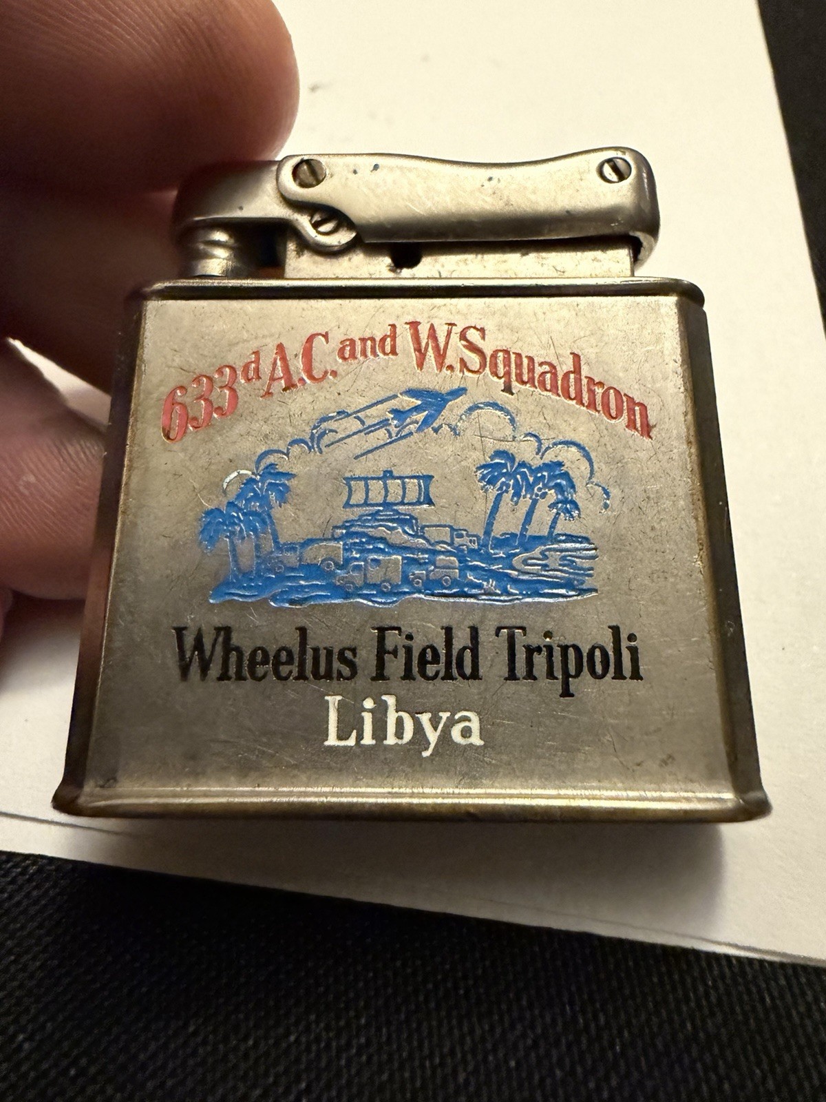Vintage 1950s Ibelo Monopol 633rd AC&W Squadron Wheelus Field Libya Lighter