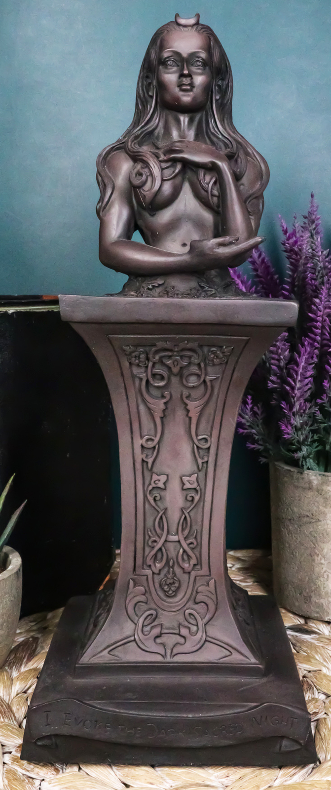 Divine Wiccan Feminine Crescent Crowned Celestial Moon Goddess Herm Sculpture Divine Wiccan Feminine Crescent Crowned Celestial Moon Goddess Herm Sculpture