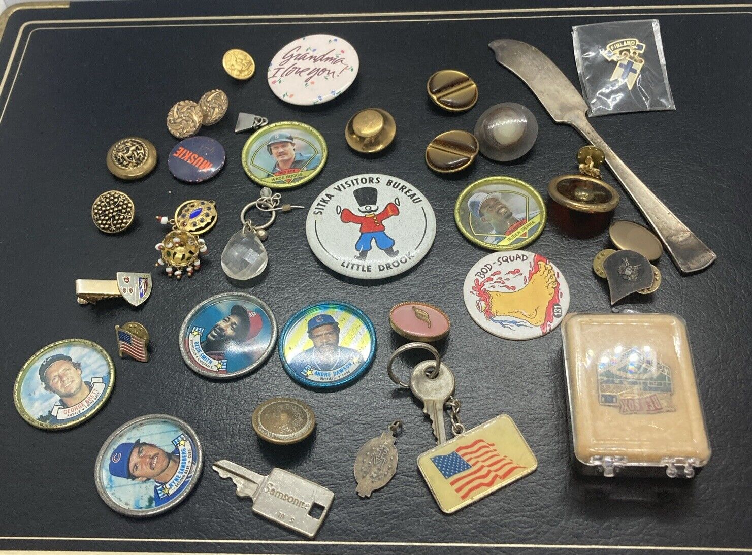 Vintage junk drawer lot items advertising Smalls Older As Shown Lot#1199