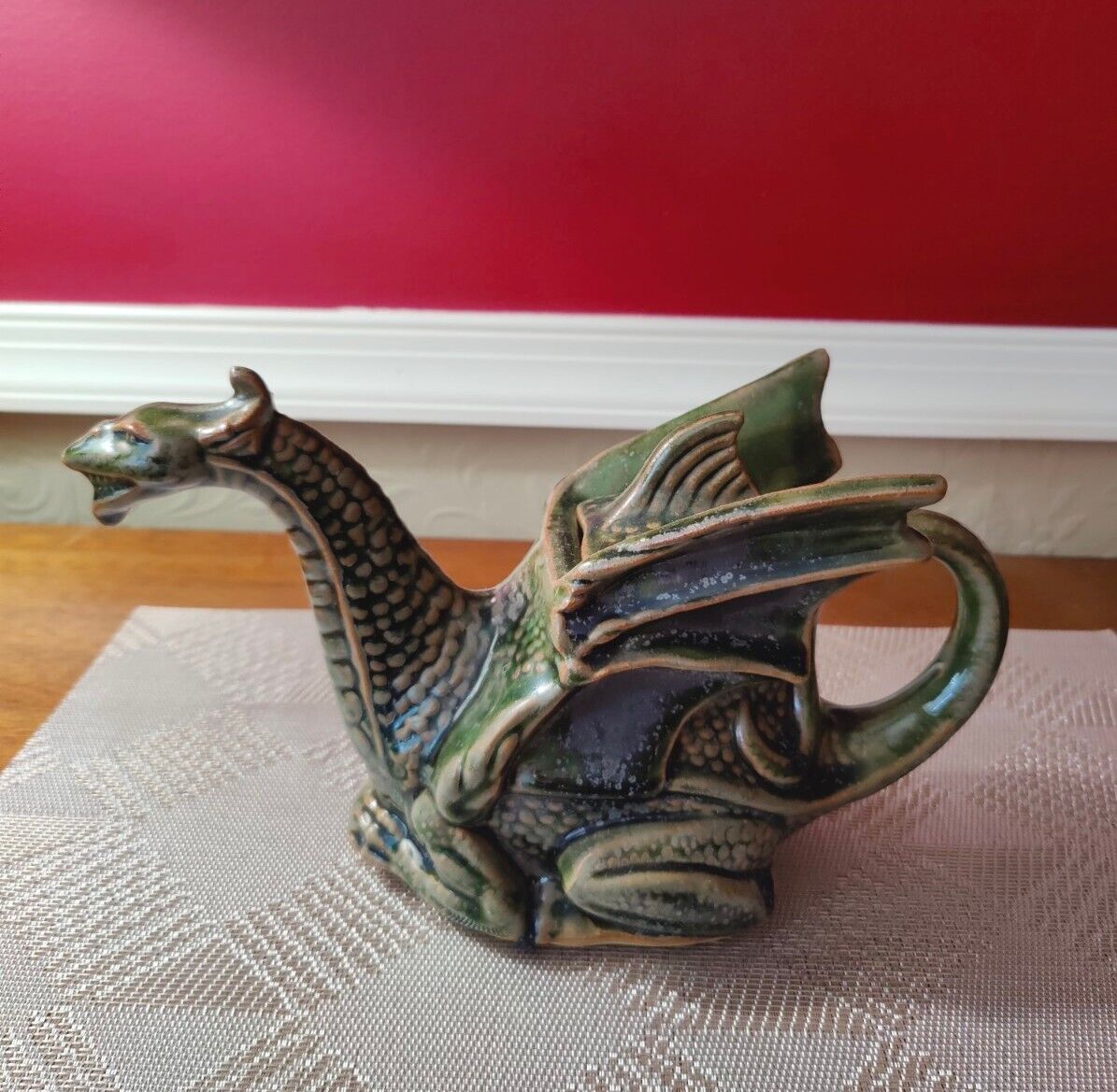 Stonebridge Pottery England Green Dragon Ceramic Figurine Tea Pot