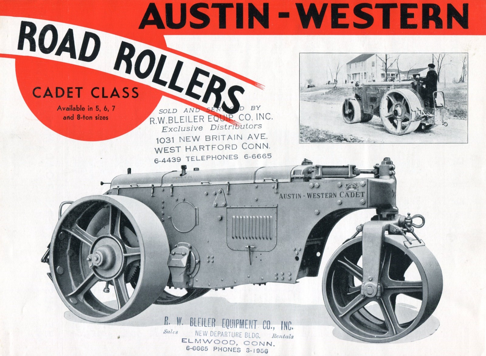1940s Brochure, Austin Western Road Rollers Cadet Class, W/ Specs & Distributor
