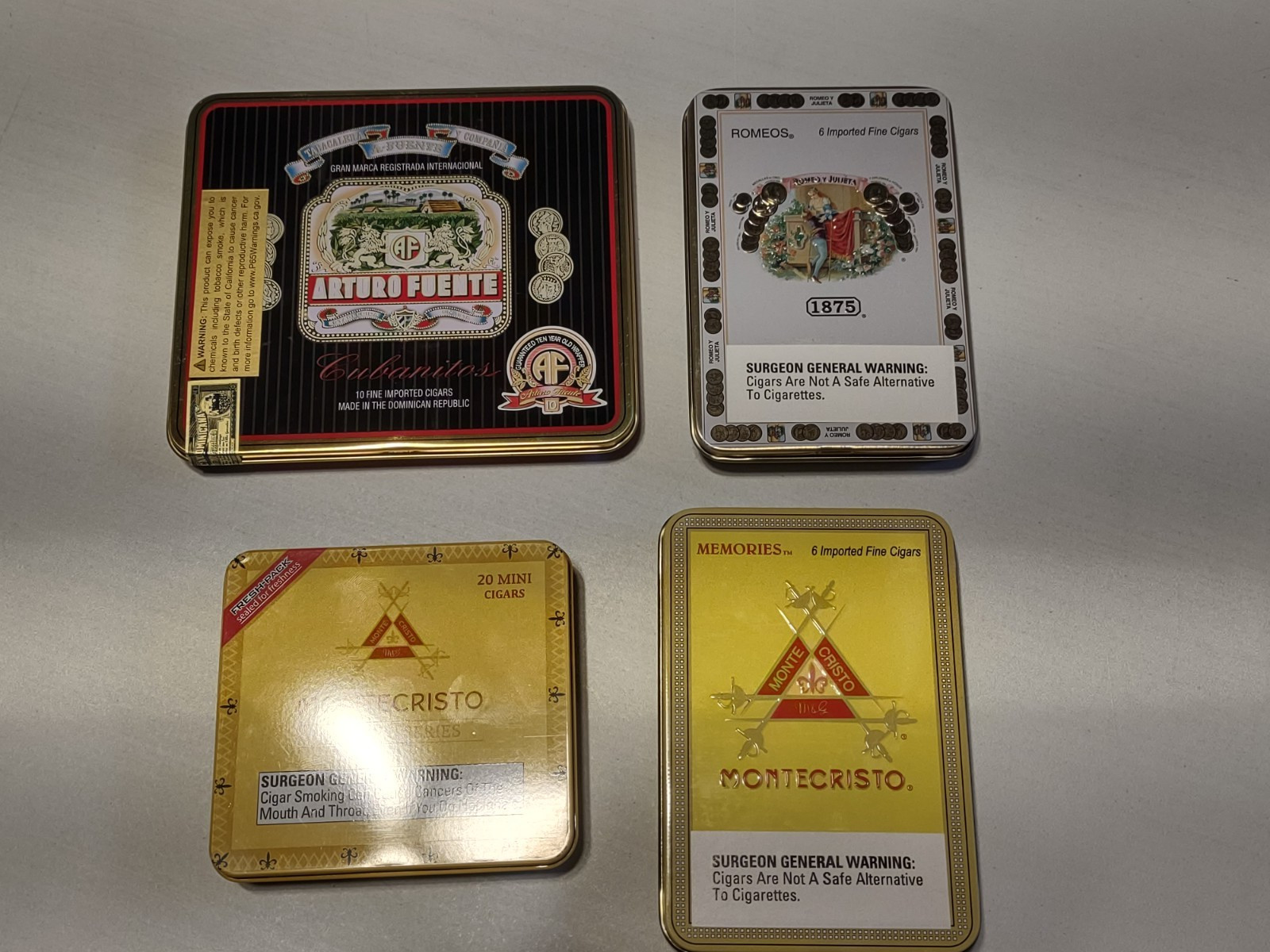 Lot Of Four Small Empty Metal Cigar & Cigarillos Cases