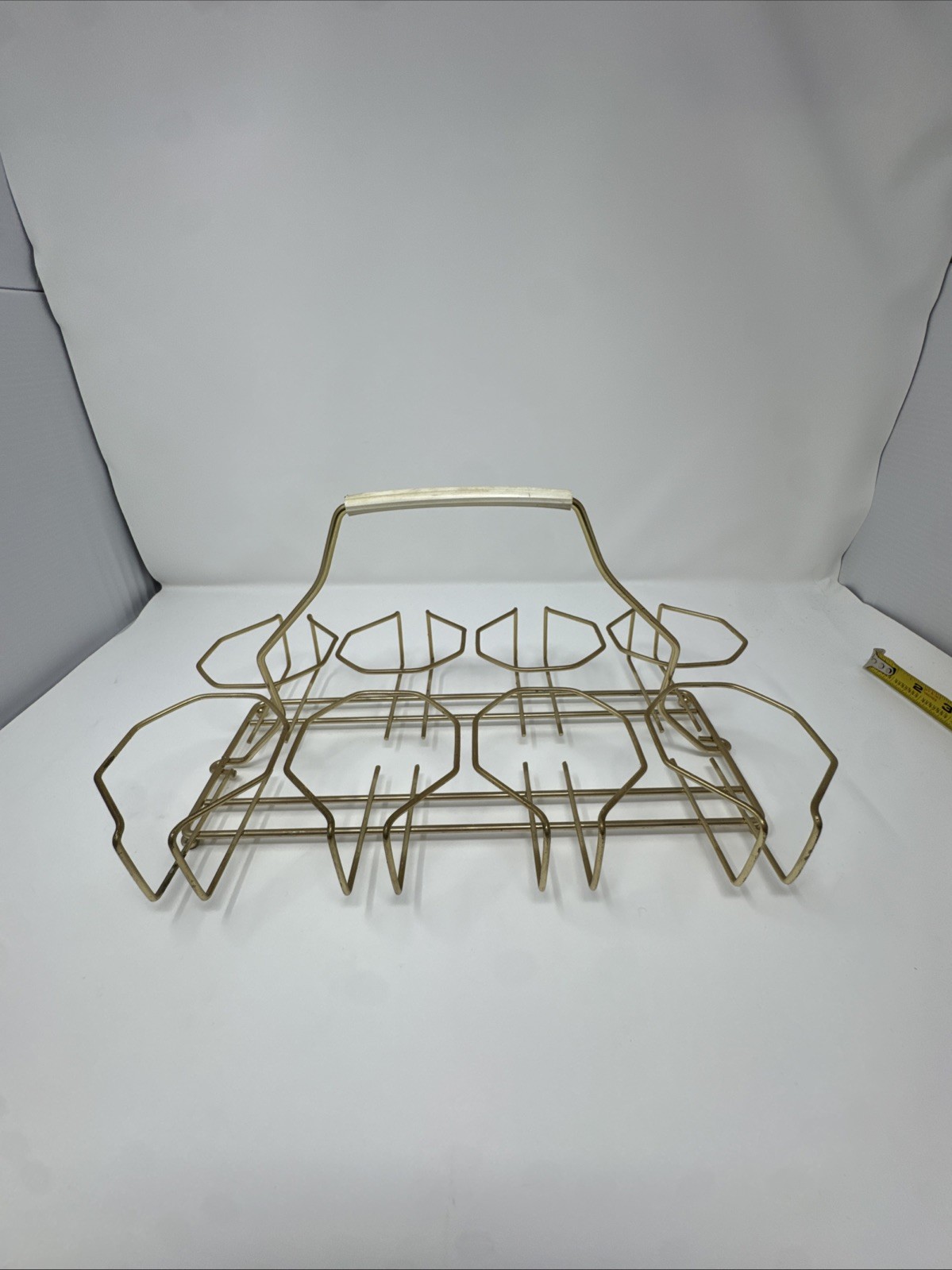VTG Mid Century Modern Drinking 8 Glass Holder Caddy Carrier Gold MCM Art Deco VTG Mid Century Modern Drinking 8 Glass Holder Caddy Carrier Gold MCM Art Deco