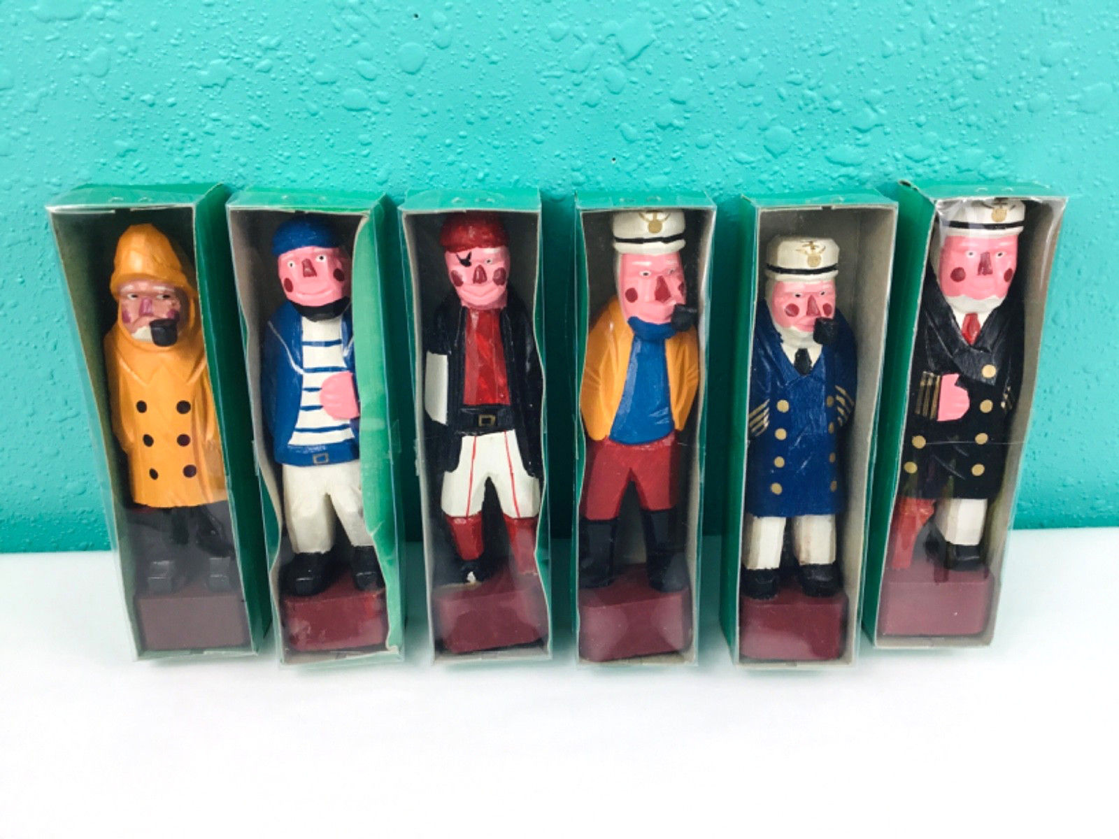 VINTAGE WOODEN NAUTICAL FIGURINES SEA CAPTAINS SAILORS FISHERMAN PIRATES