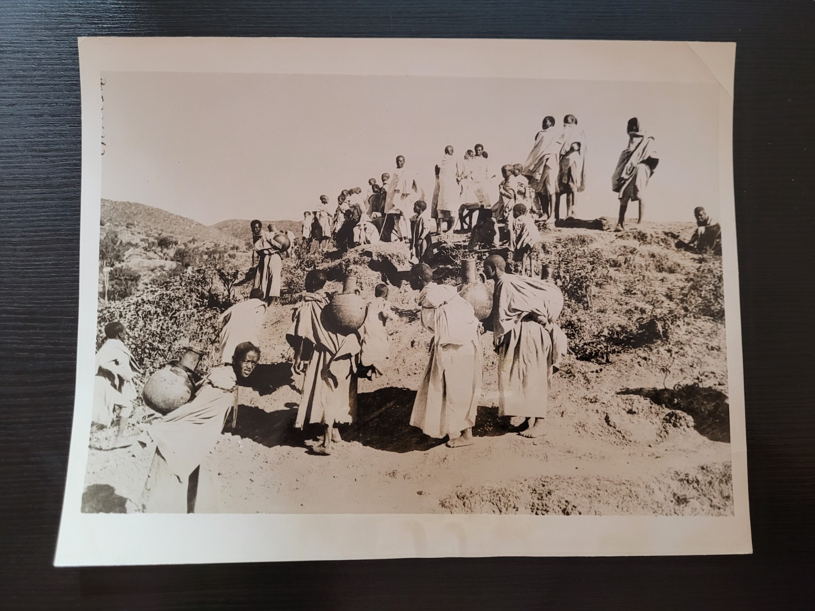 1935 ETHIOPIA WAR Press Photo Italian Flag Salute Captured Village ACME News WWI