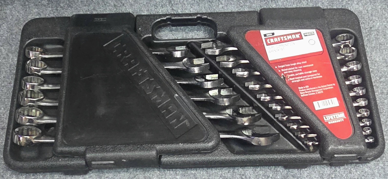 VINTAGE CRAFTSMAN 26PC SAE COMBINATION WRENCH SET W CASE 9 46935 VGC USA