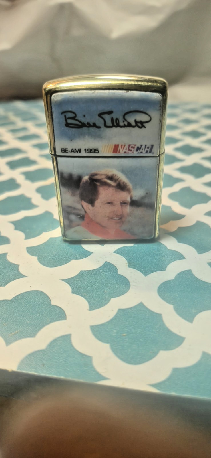 Vintage 1995 Bill Elliott Portrait NASCAR  Brass J X Zippo Lighter Works Good