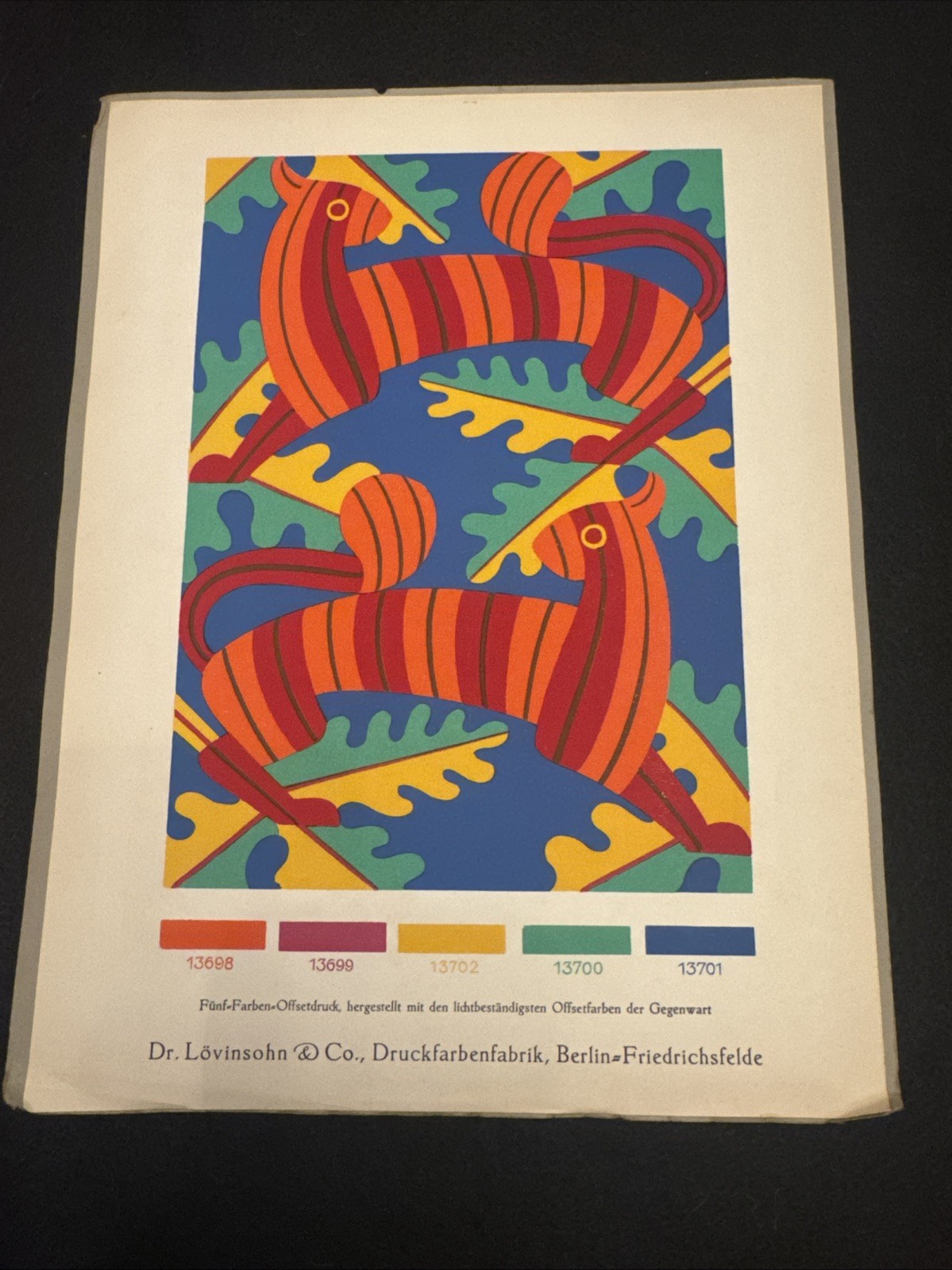 VTG 1932 German Art Deco Print Color Sample Dr Lovinsohn Berlin Poster Design