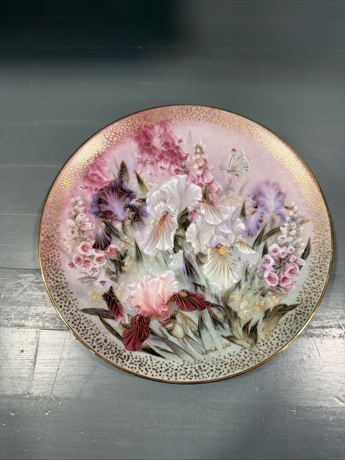 IRIS QUARTET PLATE BY LENA LIU SYMPHONY OF SHIMMERING BEAUTY