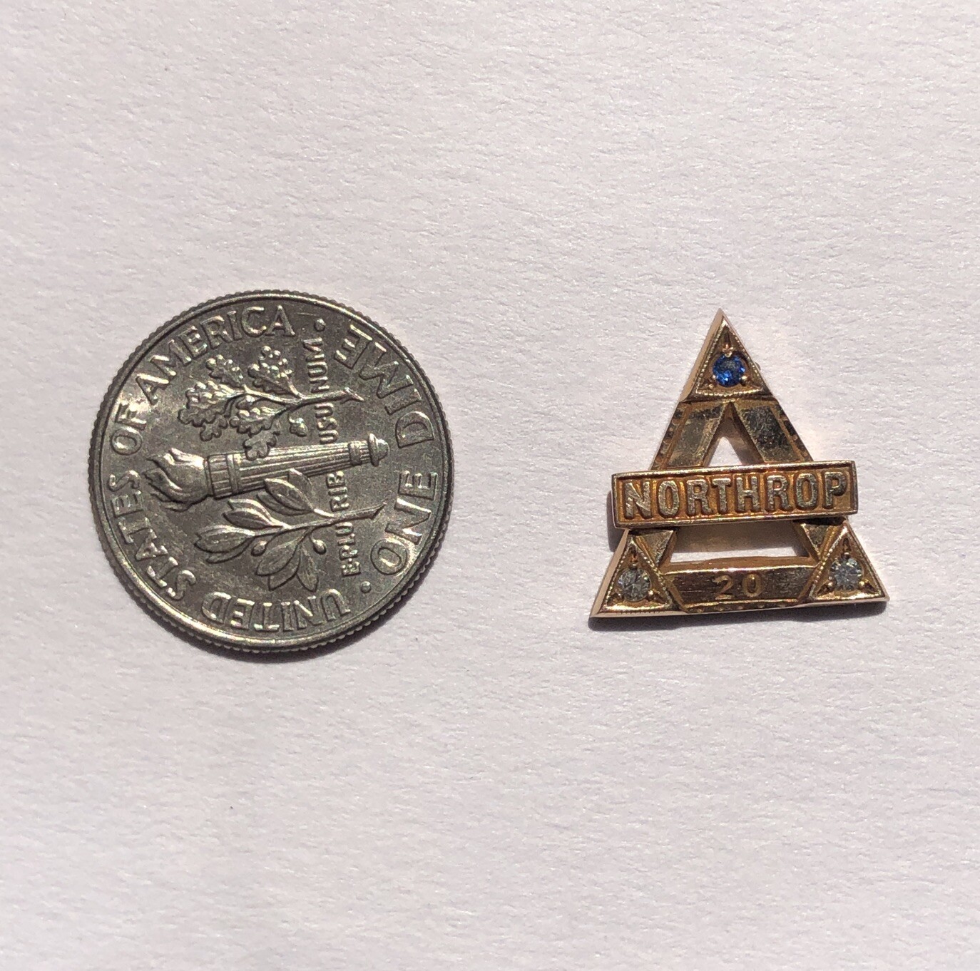 Northrop 20 Year Aviation M1710 10KDP Vintage Pin 1\'\' Diamonds RARE
