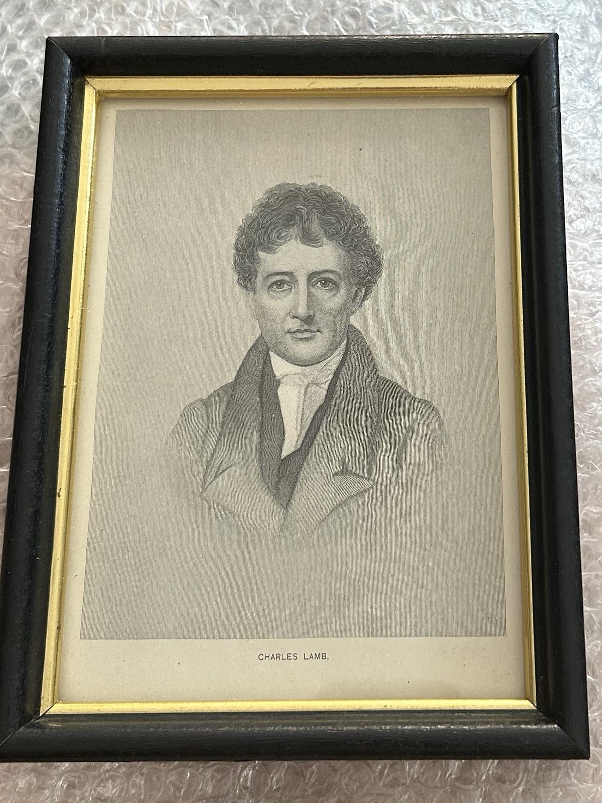 CHARLES LAMB POET 1896 PHOTO HARPER’S MAGAZINE QUALITY GILT WOOD FRAME ANTIQUE