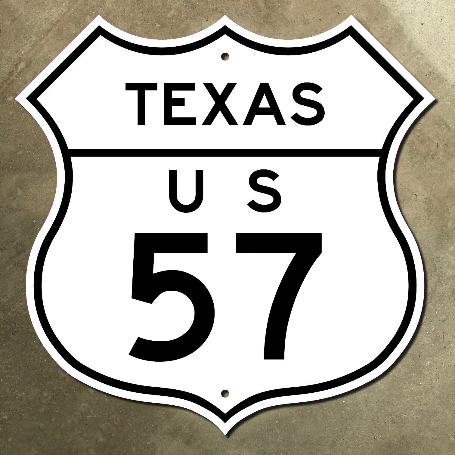 Texas US highway 57 route shield road sign 1970 Mexico Eagle Pass 16x16