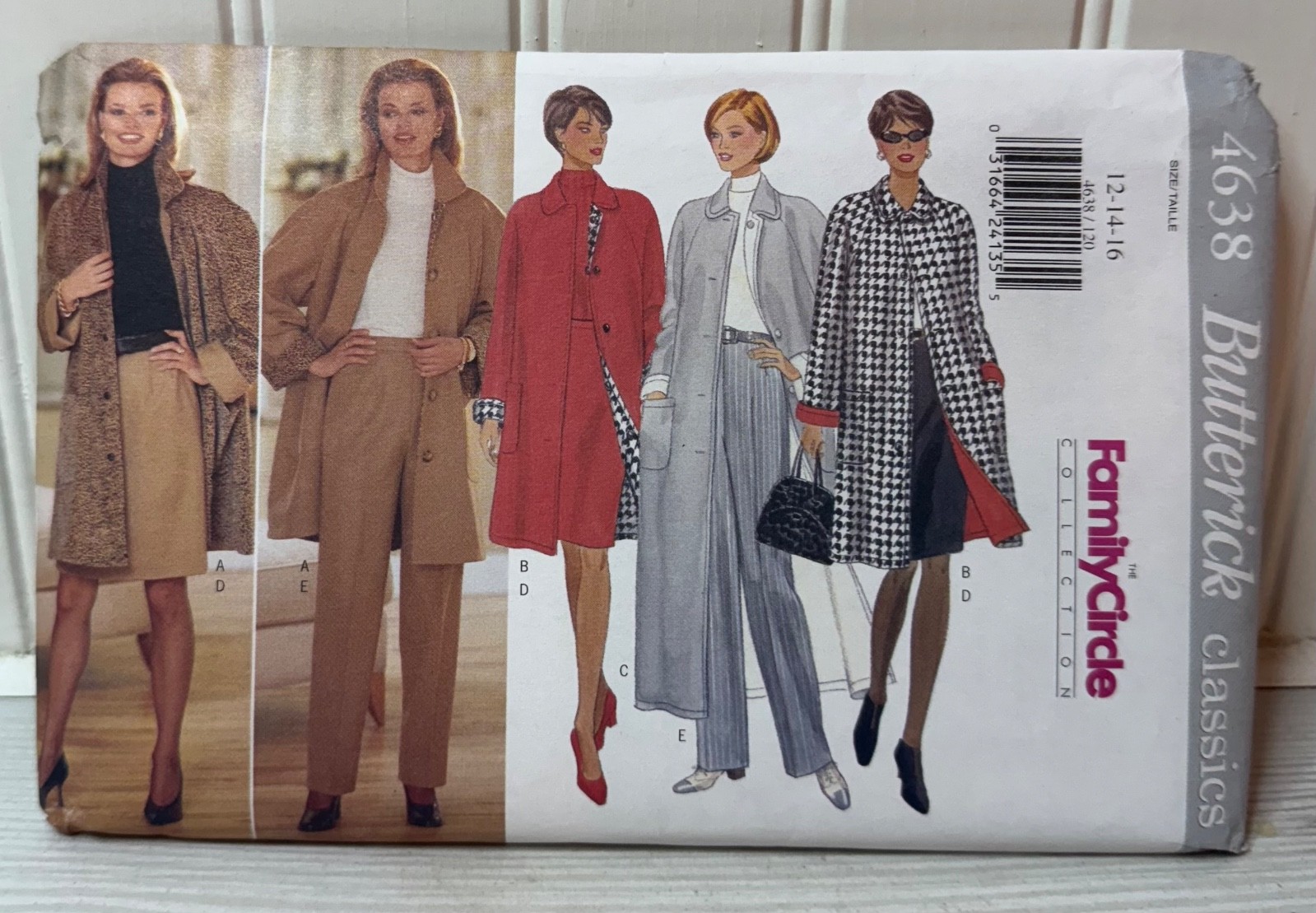 Vtg 1990's Butterick Misses' Coat,Skirt,Pants Pattern 4638 Size 12-16 Uncut FF
