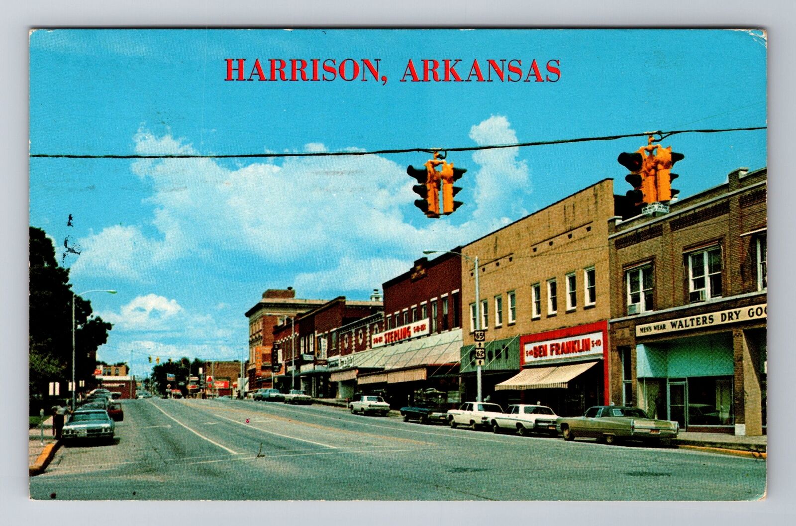 Harrison AR-Arkansas, Street Scene, Advertising, Vintage c1970 Souvenir Postcard