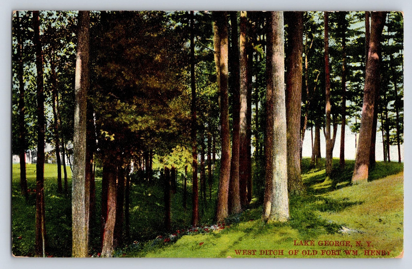 Vintage Lake George N.Y. West Ditch Fort Wm. Henry Litho Postcard Posted 5.5x3.5