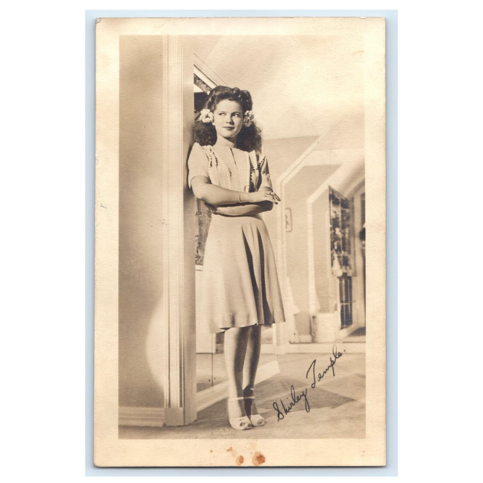 Shirley Temple Photograph Postcard RPPC 1940s Fan Club Promo Actress 1944