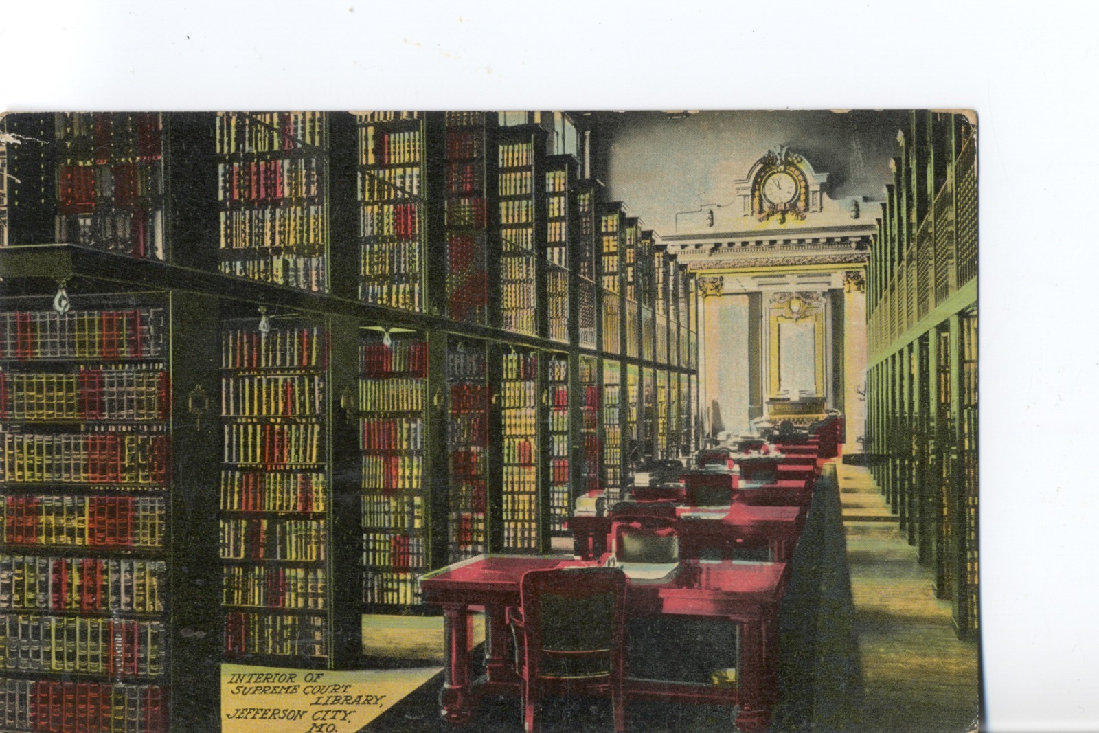 Interior of Supreme Court Library, Jefferson City, Mo. Missouri Postcard #3248
