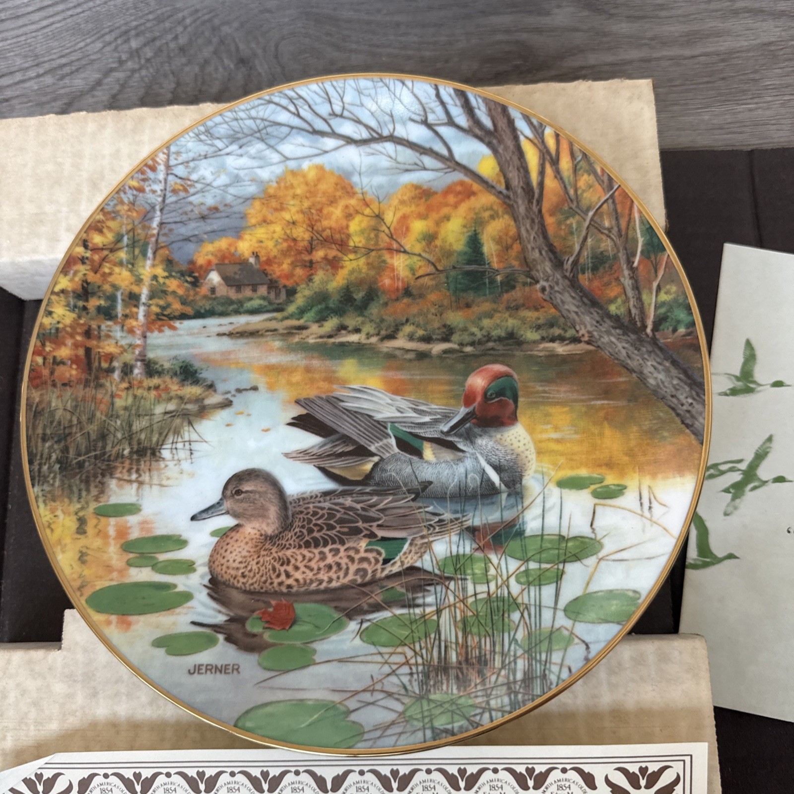 1987 Knowles Bart Jerner THE GREEN WINGED TEAL Collector Plate Bradex COA W183#4