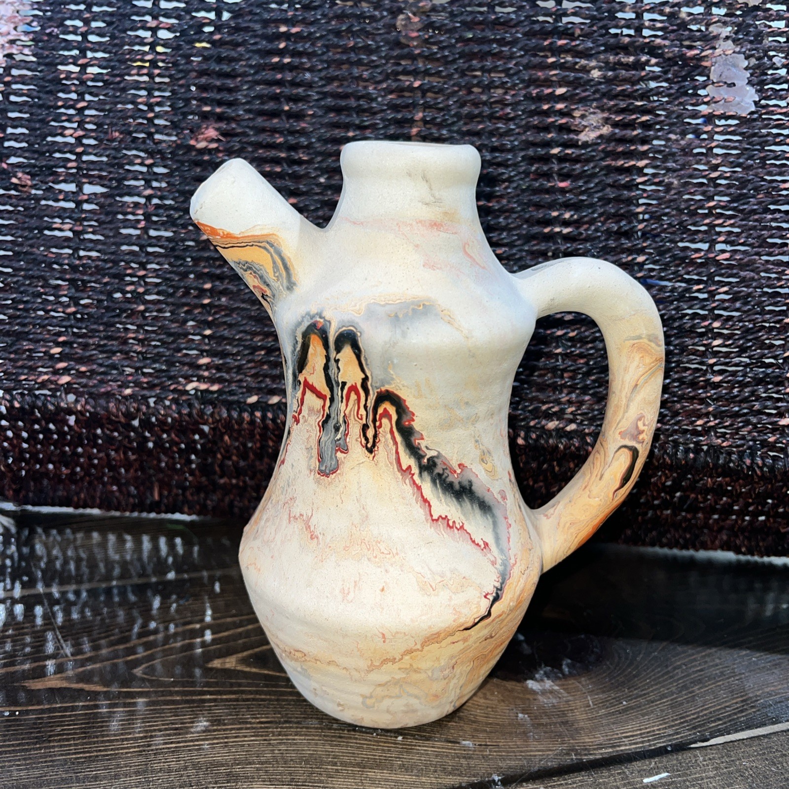 Vtg NEMADJI Pottery USA Pitcher Vase Native Clay Signed 7.5\