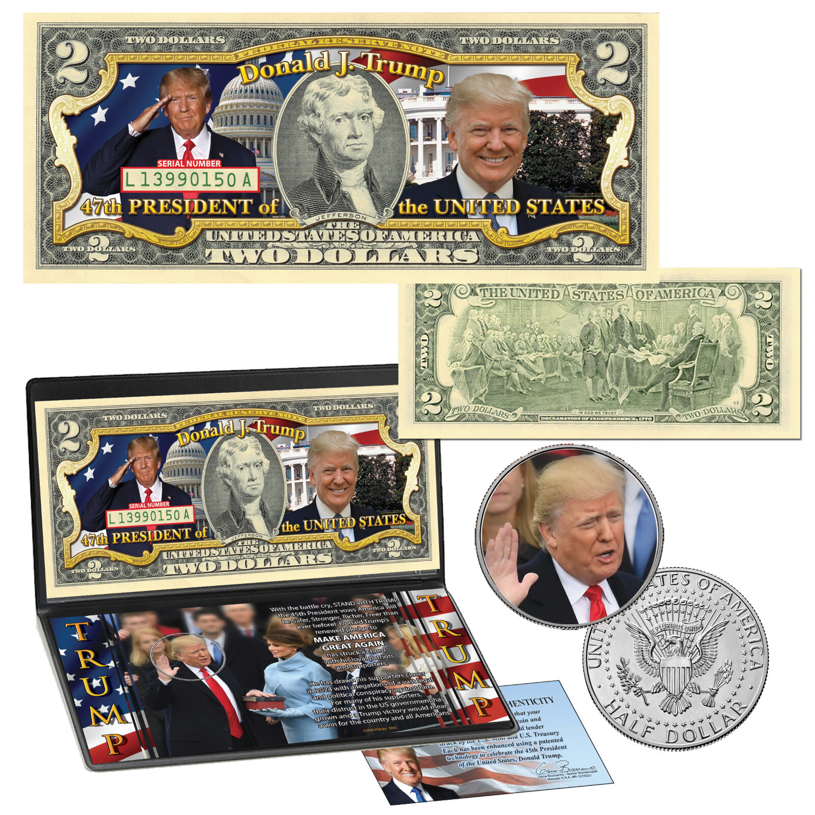 DONALD TRUMP  OFFICIAL Colorized  Coin & Currency Collection - 47th President