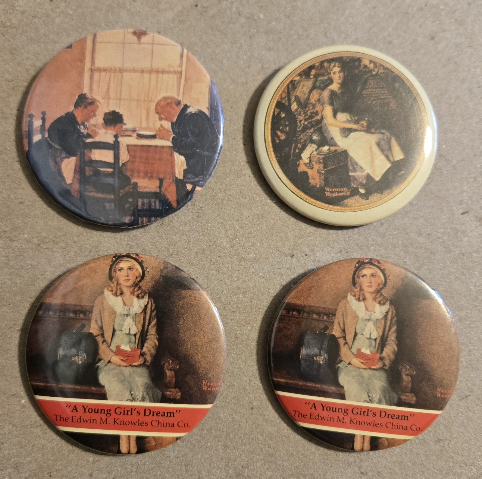 The Edwin M. Knowles China Co - The Button Pin Lot 1981 Norman Rockwell LJ
