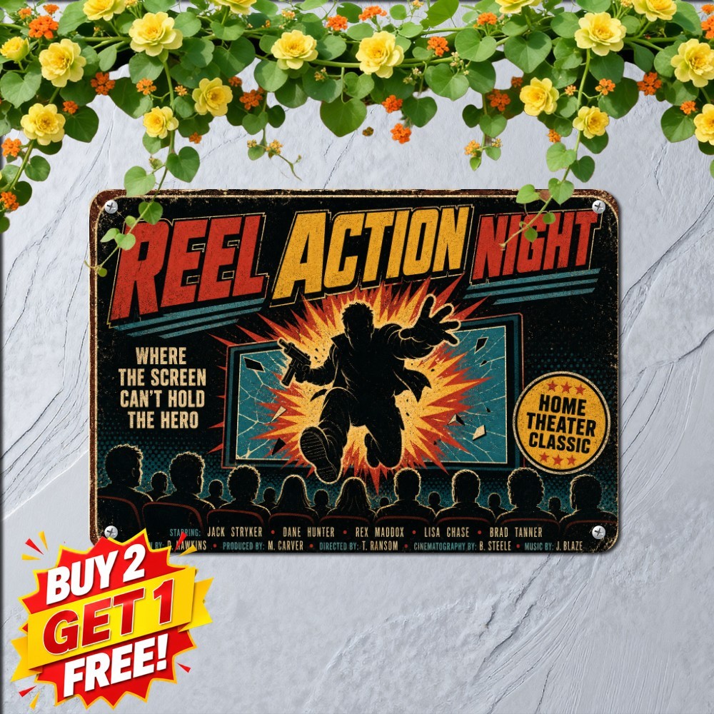 Classic Action Cinema Hero Sign Retro Movie Star Poster Metal Tin Plaque