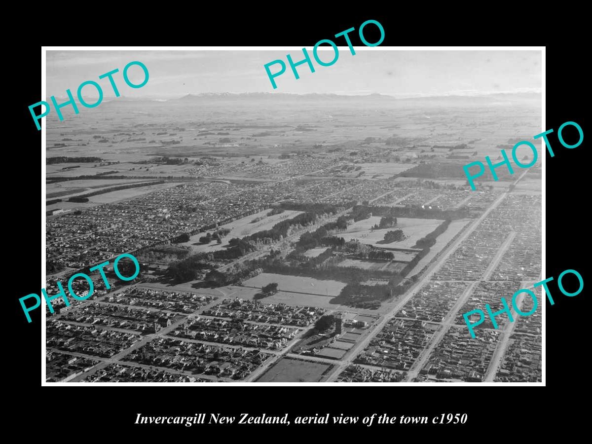 Invercargill New Zealand Aerial View Of The Town c1950 Old Large Historic Photo