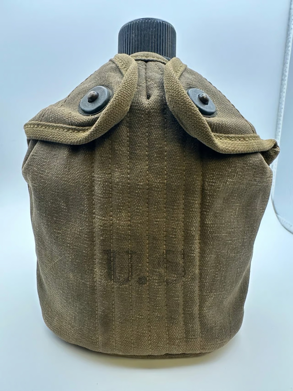 Vintage WWII 1942 Dated U.S. Army Aluminum Canteen with JEFF. Q.M.D. Canvas Cove