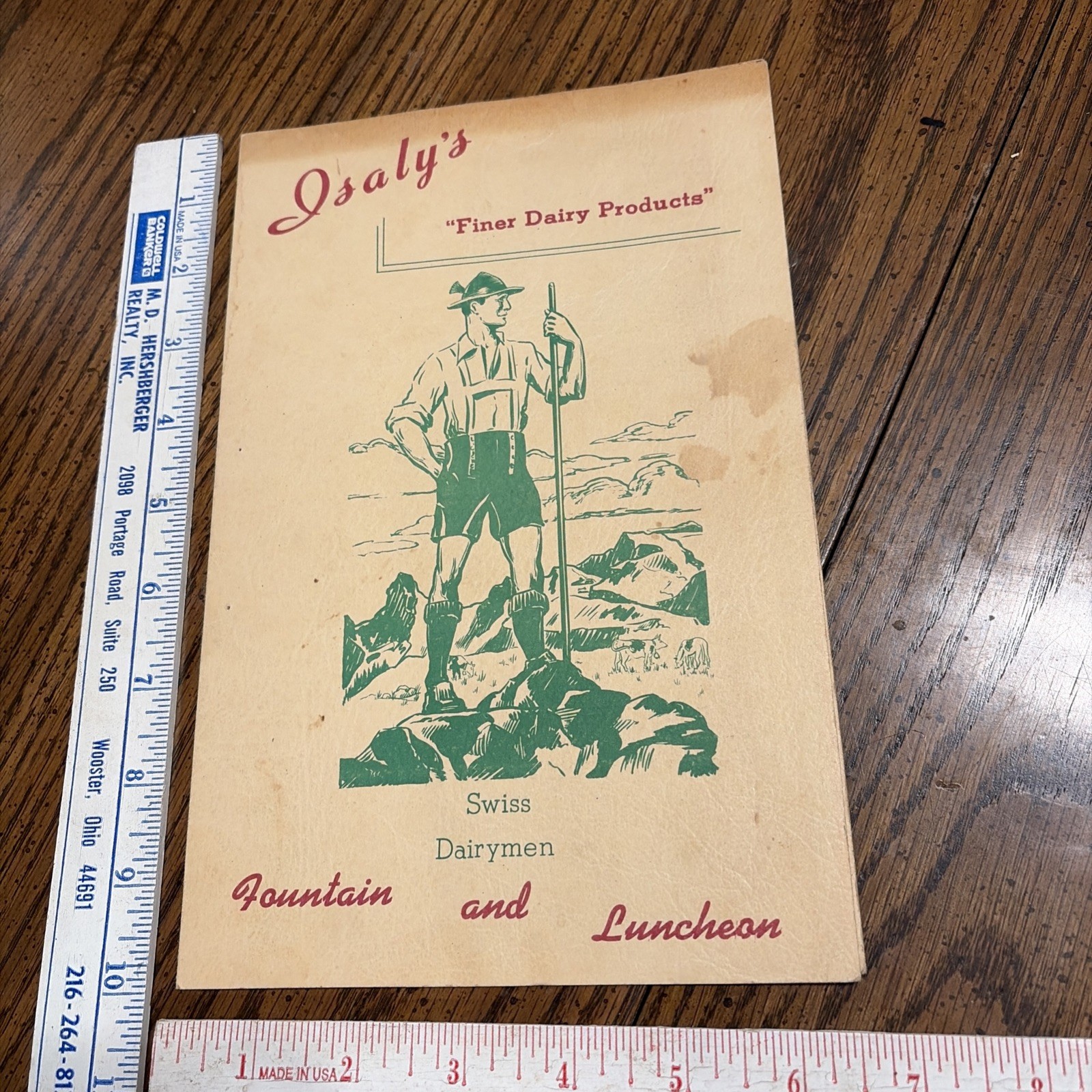 RARE VINTAGE 1950’s menu isaly’s dairy co. mansfield, ohio swiss dairymen.
