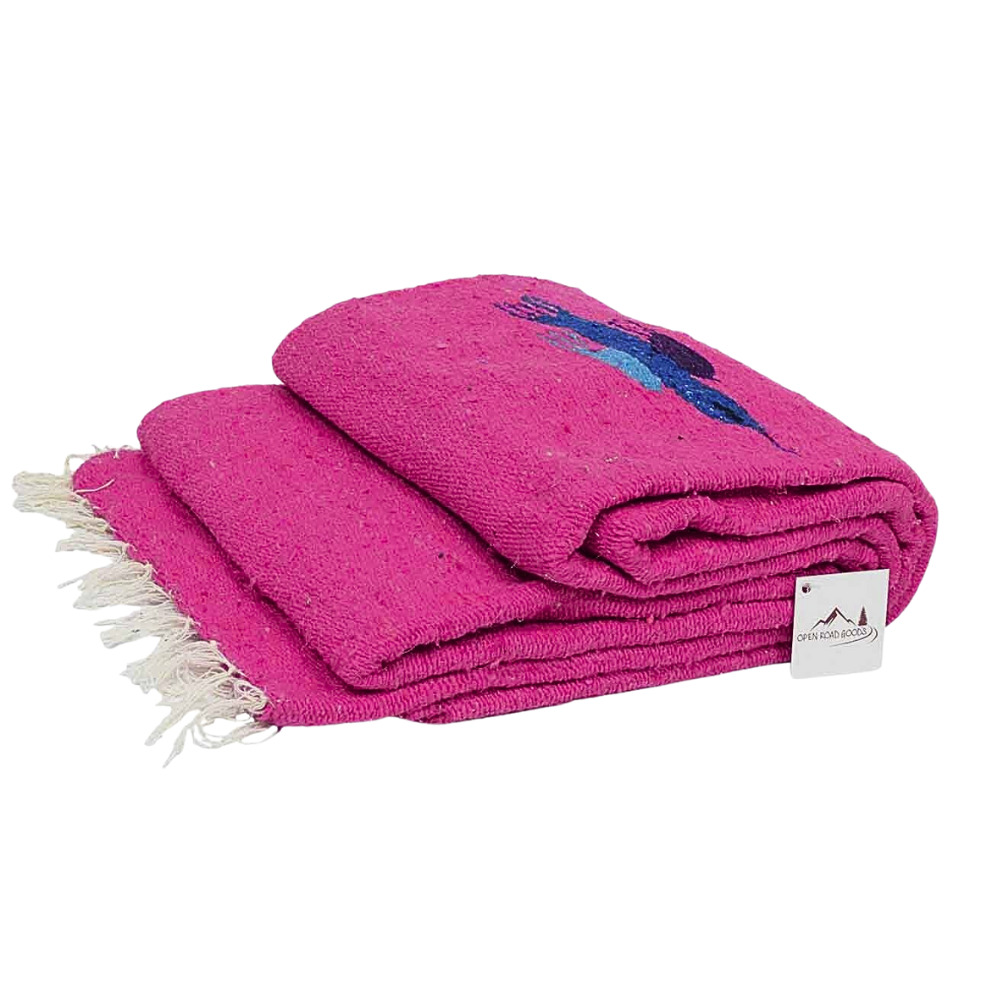 Hot Pink Mexican Blanket Thunderbird | MagentaYoga Blanket Large throw blanket