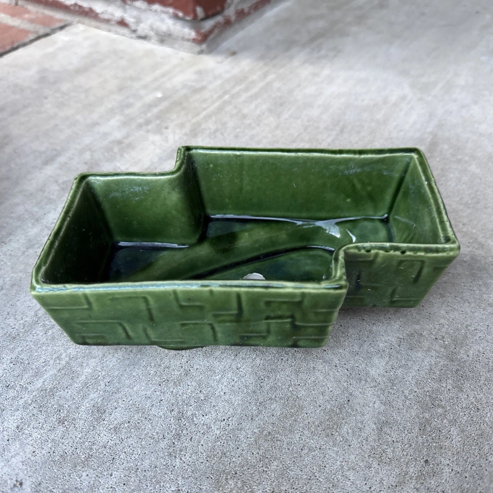 Vintage UPCO Green Geometric Ceramic Planter # 274 - 1950\'s