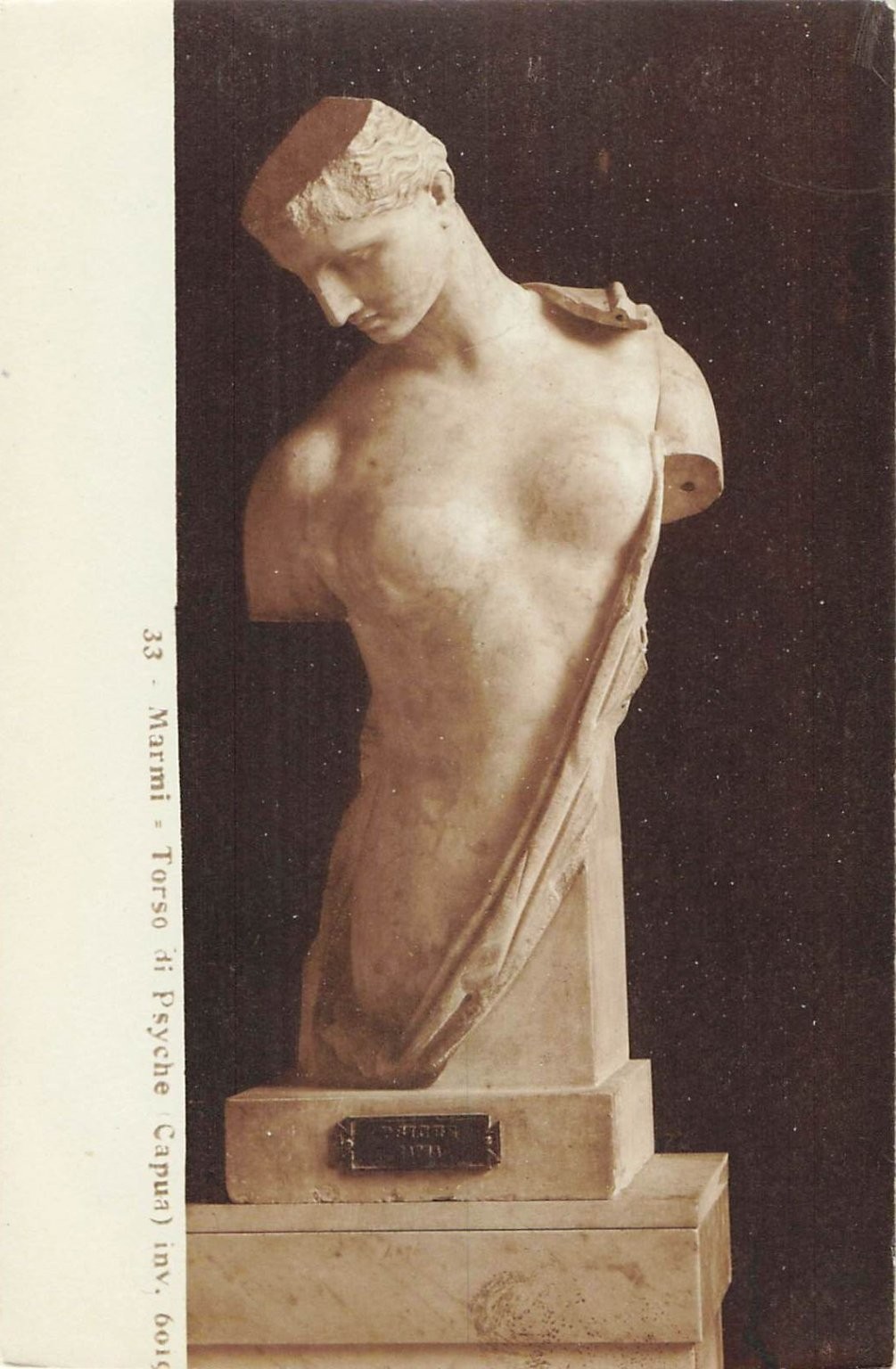 Vintage Torso of Psyche Capua Statue Postcard Naples Museo Nazionale Italy Vintage Torso of Psyche Capua Statue Postcard Naples Museo Nazionale Italy