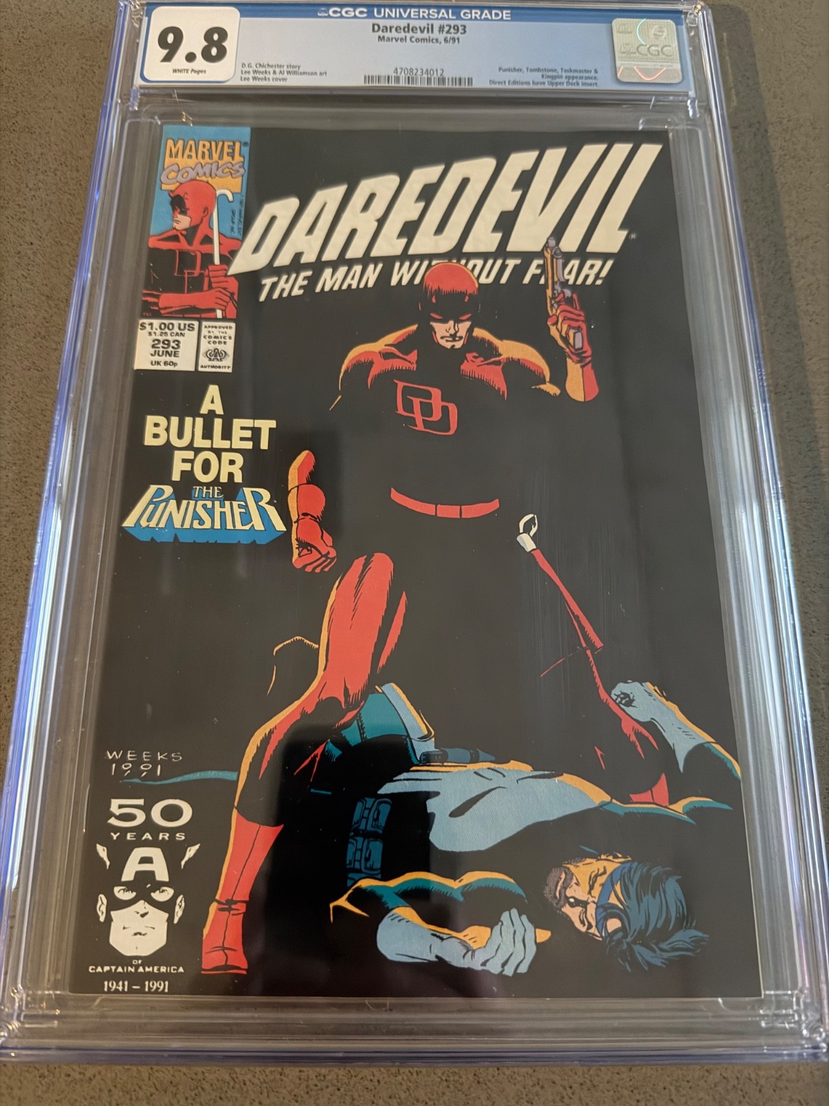 Daredevil #293 CGC 9.8 WP Daredevil vs Punisher Cover Marvel 1991
