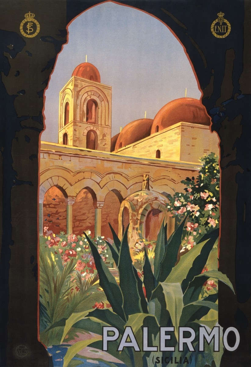 Vintage Palermo Sicilia Italy Travel Art Poster Print