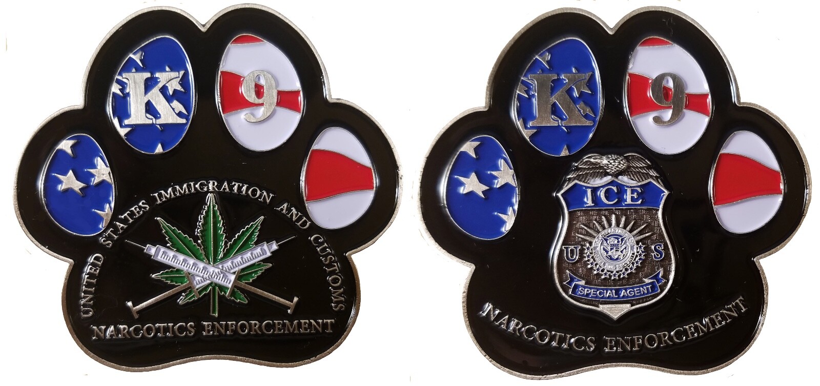 ICE NARCOTICS ENFORCEMENT K-9 CHALLENGE COIN CPO MSG CIA FBI 2 ICE NARCOTICS ENFORCEMENT K-9 CHALLENGE COIN CPO MSG CIA FBI 2